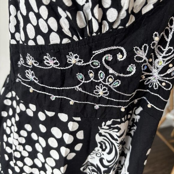 Vintage Y2K Mlle Gabrielle Midi Babydoll Dress Sz Large Floral Beaded Fairy Boho - Picture 6 of 15